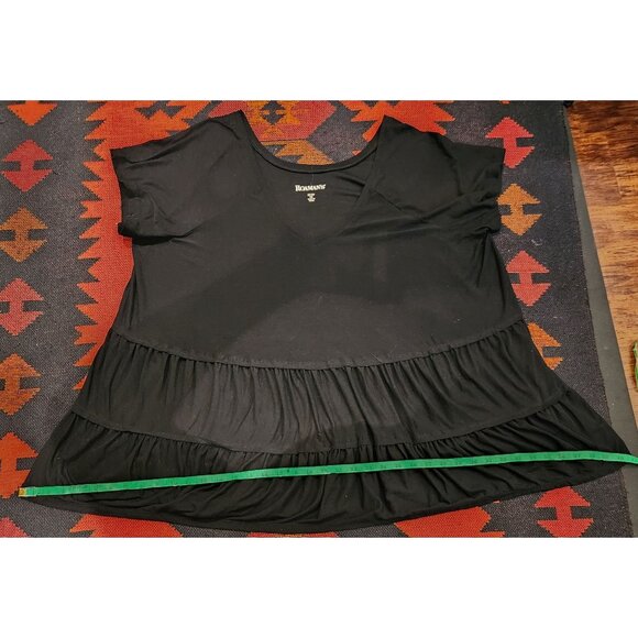 NEW Women's Black Tiered Ruffle Tunic Top 1X By Roaman's - Picture 9 of 15